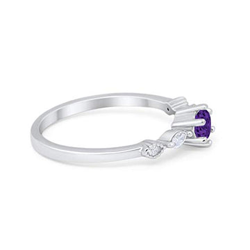 Petite Dainty Engagement Ring Marquise Simulated Amethyst CZ 925 Sterling Silver